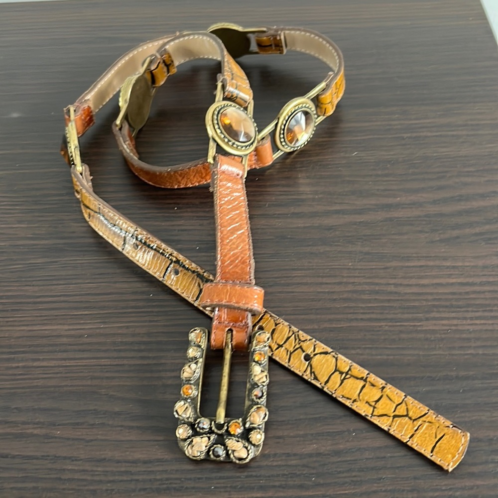 LEATHEROCK Leather and Rhinestone Belt